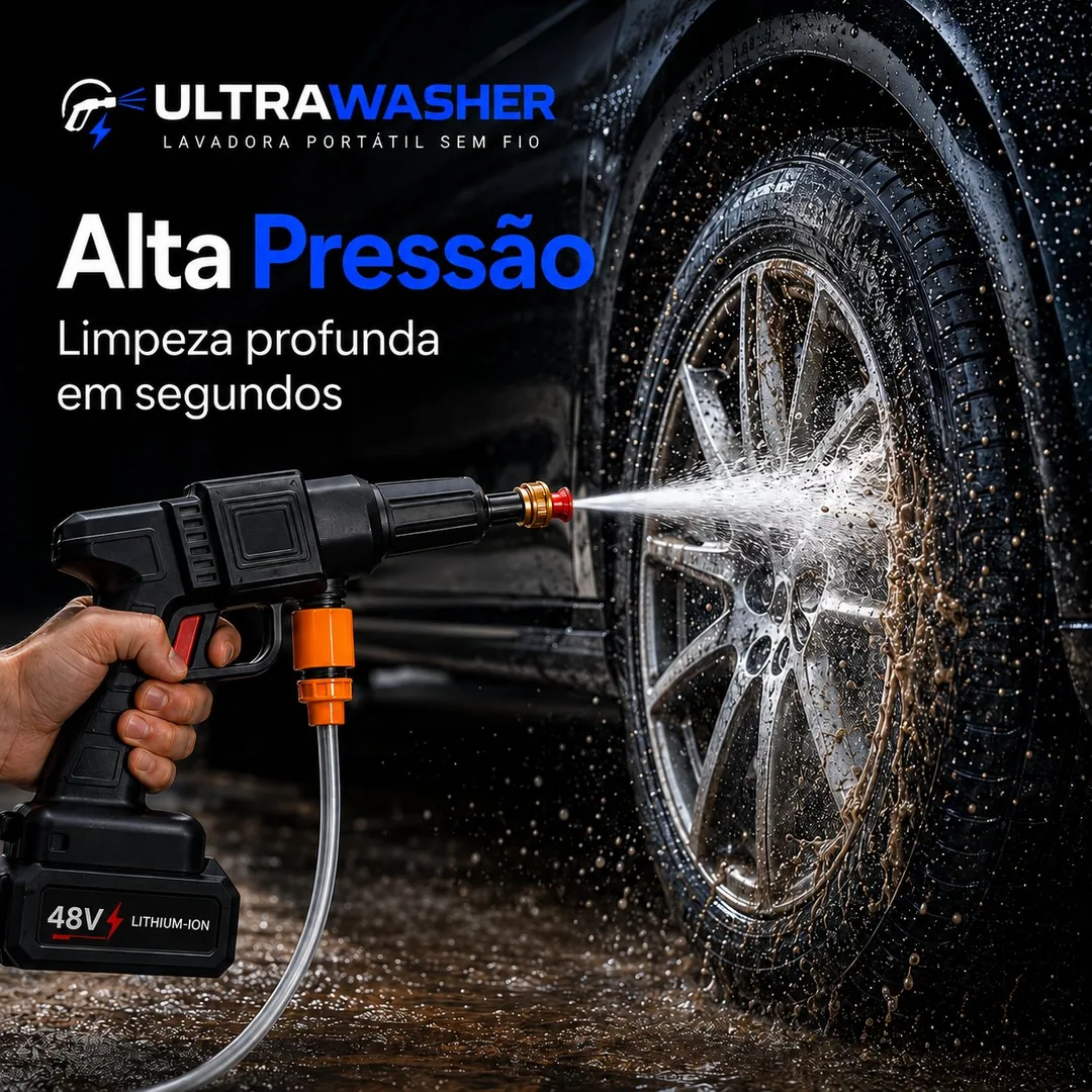 UltraWasher em alta pressão — limpeza profunda da roda do carro em segundos